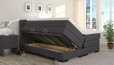 Lit Boxspring Winston 160 x 200 cm avec coffre de lit en golf anthracite ; tête de lit affleurante