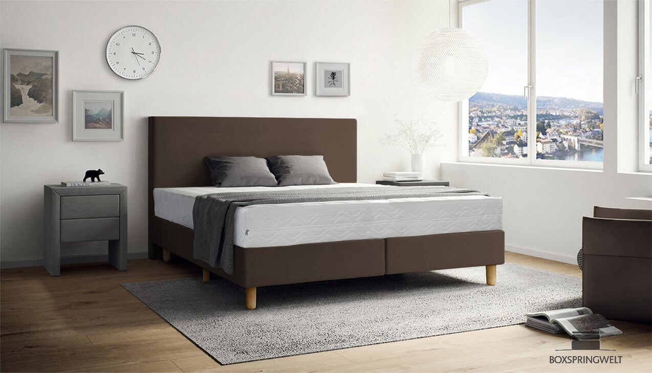 Boxspringbett Lea in in Luca Dunkelbraun 