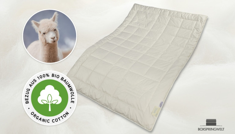 Leicht-Bettdecke Nobilis 140x200 mit Alpakawolle aus artgerechter Haltung und Bezug aus GOTS Bio-Baumwolle
