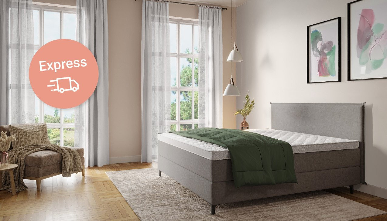 Boxspringbett Mia in Jade Hellgrau