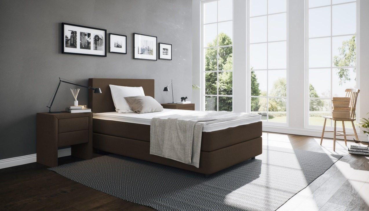 Boxspringbett Edmund in Golf Dunkelbraun