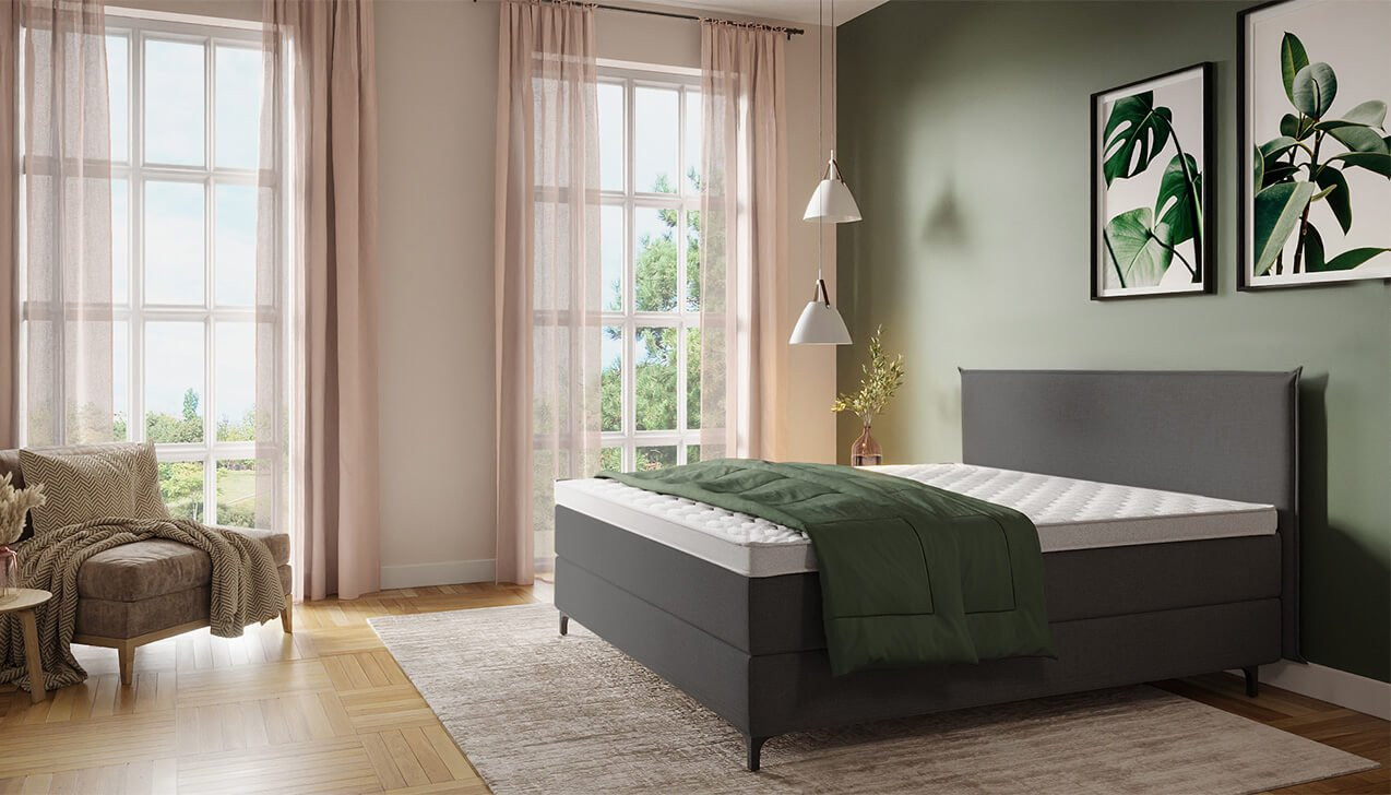 Boxspringbett Mia in Jade Grau