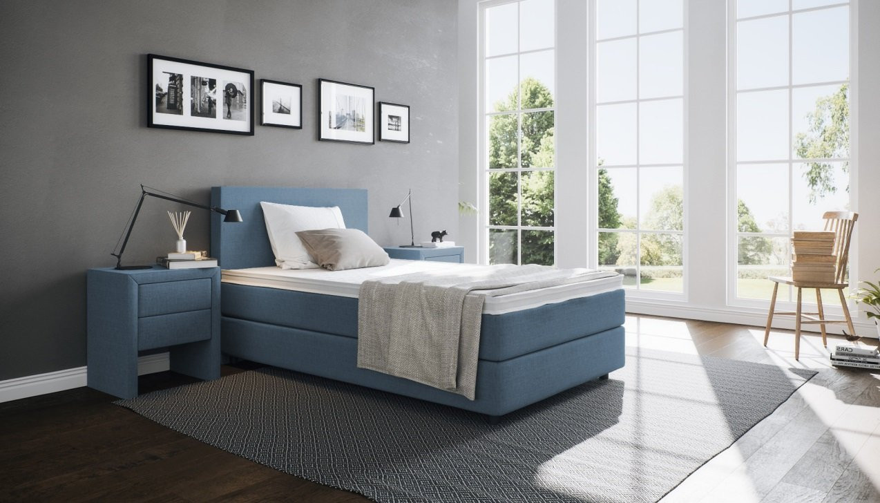 Boxspringbett Edmund in Golf Blau