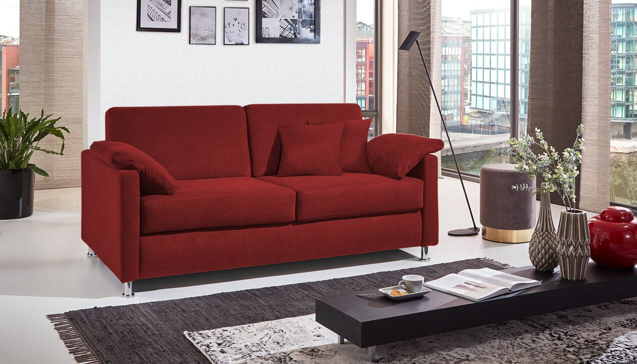 Boxspringsofa in Bezug Asti Rot
