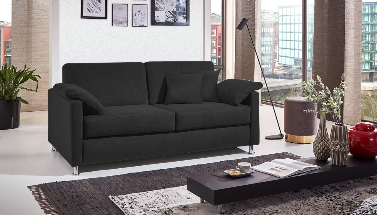 Boxspringsofa in Bezug Asti Schwarz