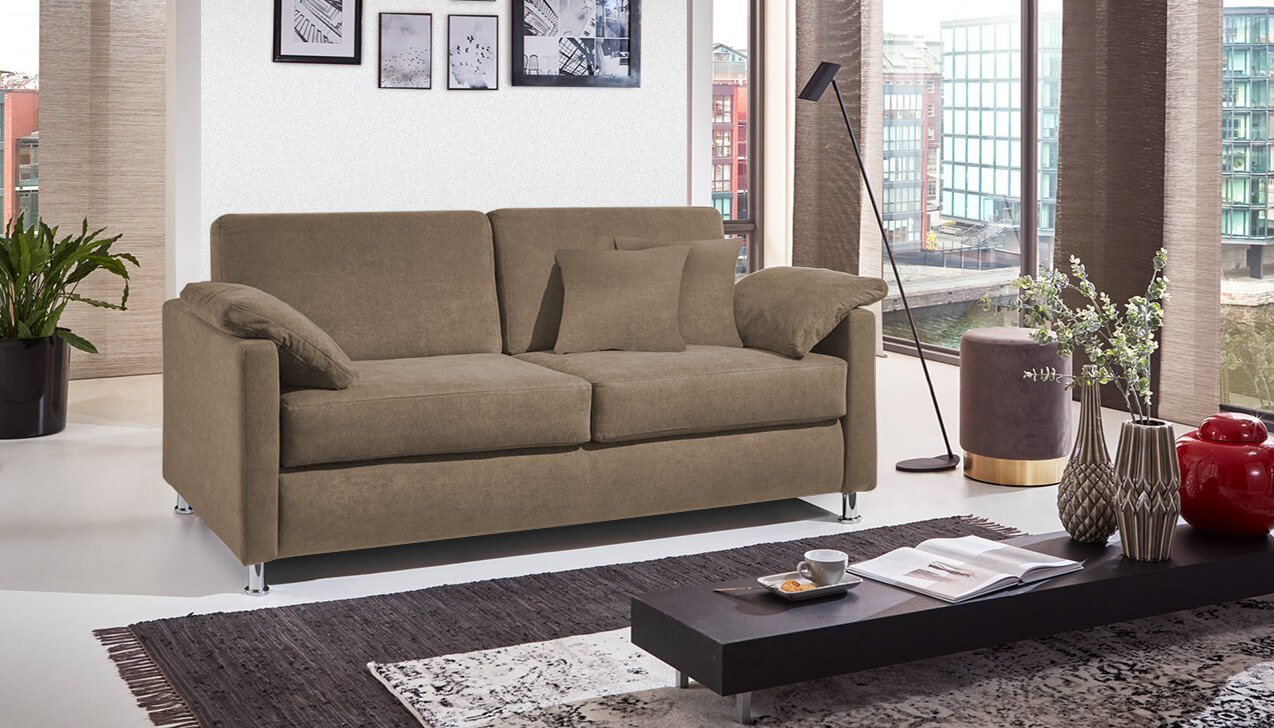 Boxspringsofa in Bezug Asti Stein