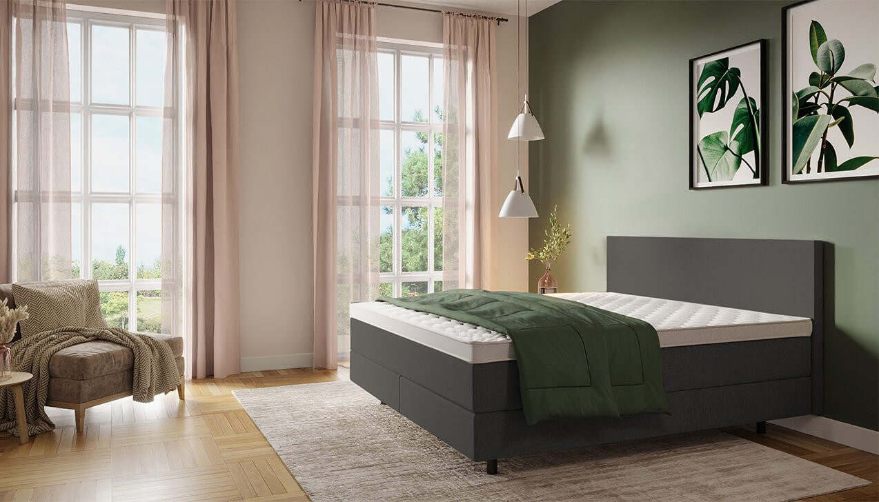 Boxspringbett Mia in Iadera Dunkelgrau