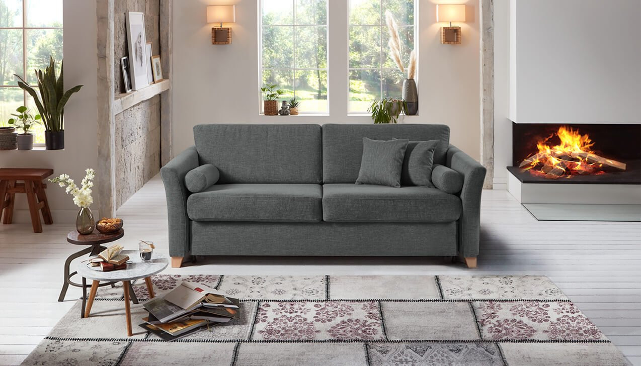 Boxspringsofa in Bezug Bermudas Anthrazit
