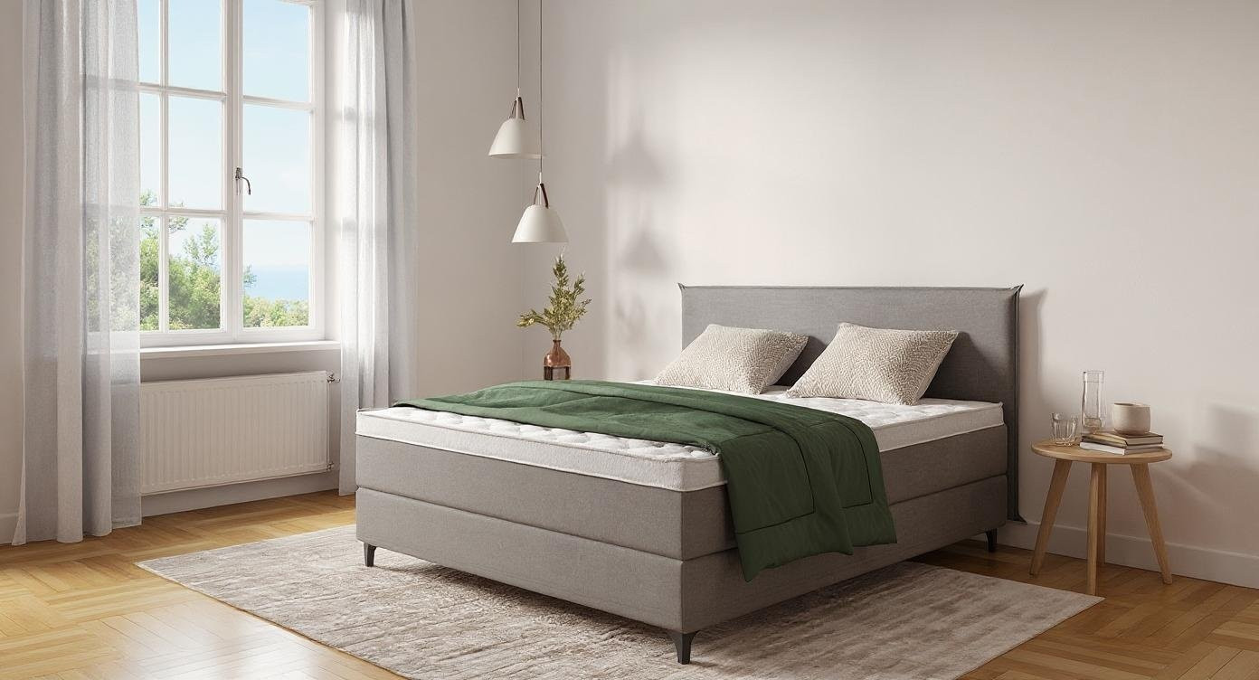 Boxspringbett Mia in Jade Hellgrau