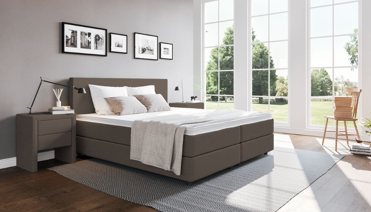 Boxspringbett Edmund in Board Taupe