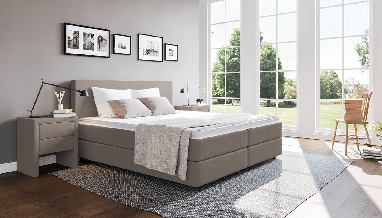 Boxspringbett Edmund in Board Beige