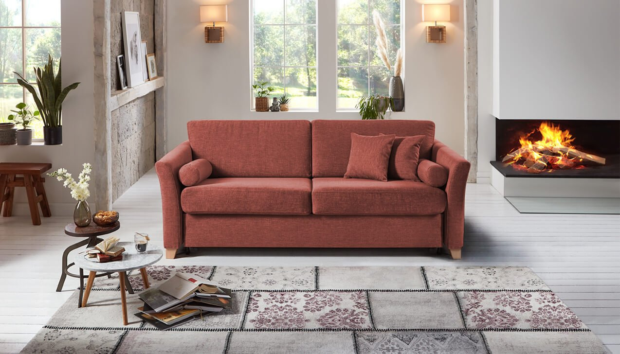 Boxspringsofa in Bezug Bermudas Rot
