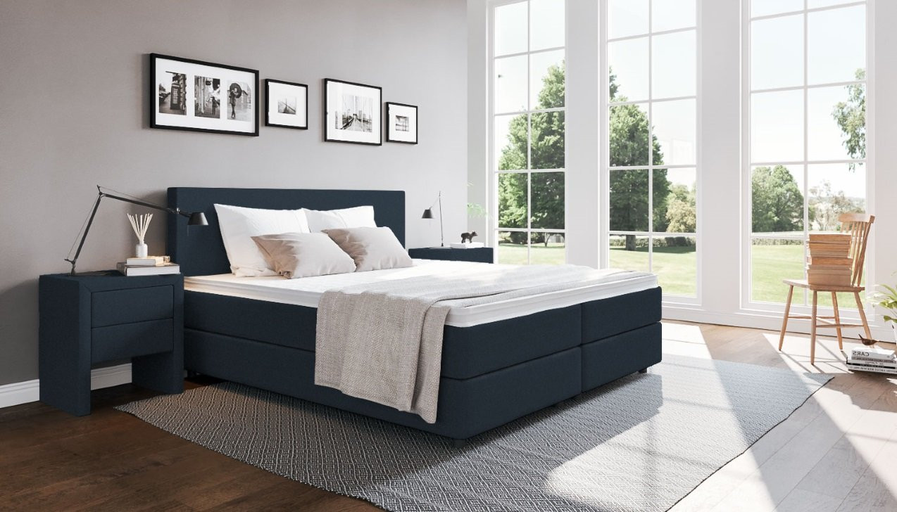 Boxspringbett Edmund in Board Navy